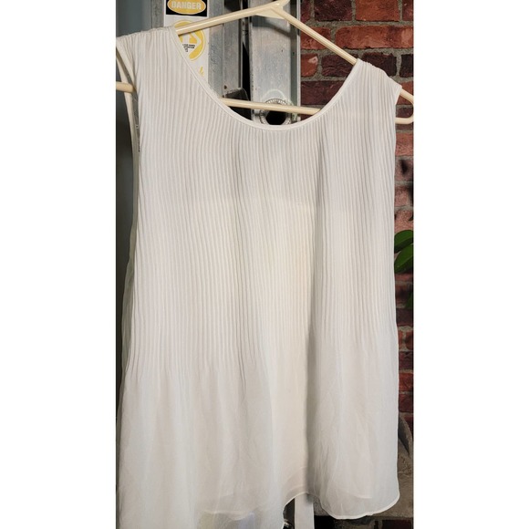 ZARA White Sleeveless Chiffon and Lace Women's Flare Top Size Small - Picture 5 of 7